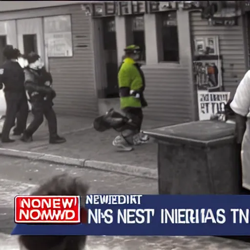 Prompt: hamburglar at the jan 6 riots news footage cnn network television