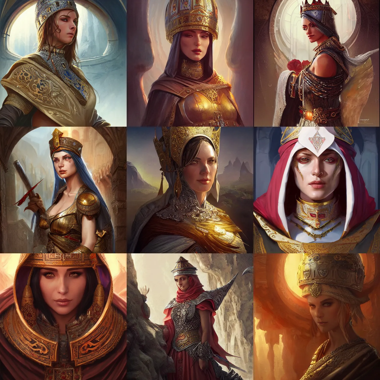 Image similar to cappadocian empress, D&D, fantasy, portrait, highly detailed, digital painting, trending on artstation, concept art, sharp focus, illustration, art by artgerm and greg rutkowski and magali villeneuve