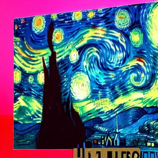 Image similar to tardis from doctor who exploding with a galaxy in the background, painting by vincent van gogh