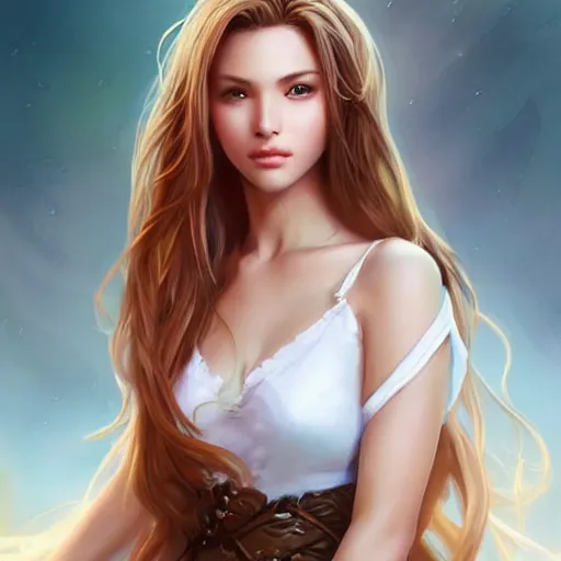 Prompt: a gorgeous aeris with long soft hair in the style of stefan kostic, realistic, full body shot, wide angle, sharp focus, 8 k high definition, insanely detailed, intricate, elegant, art by stanley lau and artgerm, floating embers
