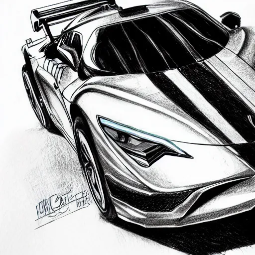 Image similar to ballpoint pen drawing of the batmobile