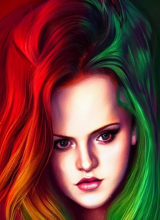 Image similar to full body portrait of teenage cheryl blossom, bangs, green eyes, mischievous expression, red hair, sultry smirk, bangs and wavy hair, intricate, elegant, glowing lights, highly detailed, digital painting, artstation, concept art, smooth, sharp focus, illustration, art by wlop, mars ravelo and greg rutkowski