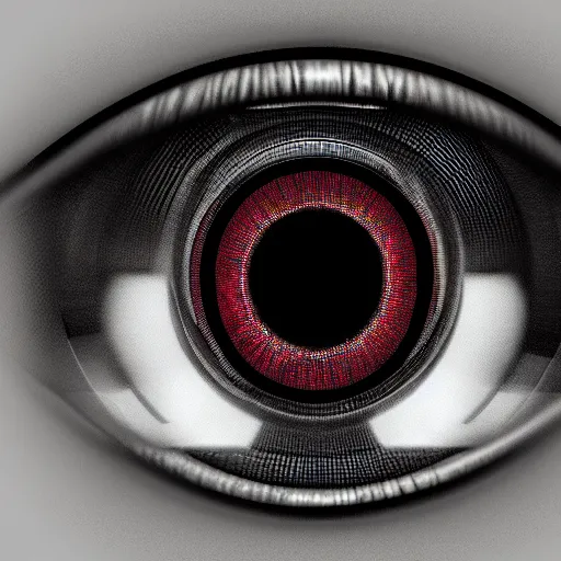 Image similar to a cyberpunk style eye with a rhombus behind it on a black background.