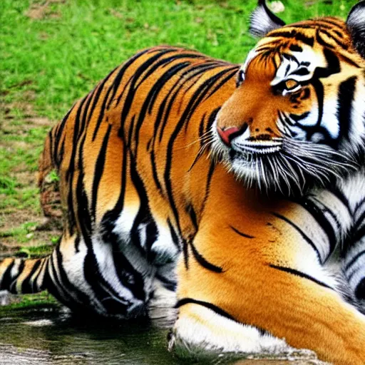 Image similar to A tiger showing off his muscles