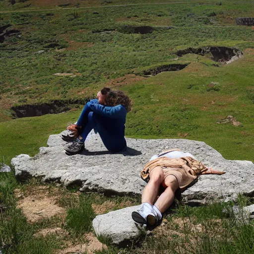 Prompt: resting on a hilltop in peace