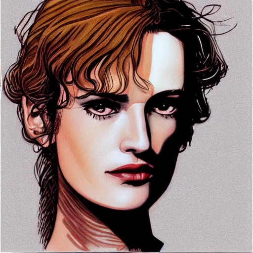 Image similar to “ winona ryder retro minimalist portrait by jean giraud, moebius, sharp, smooth face, comic!!!, 8 k ”