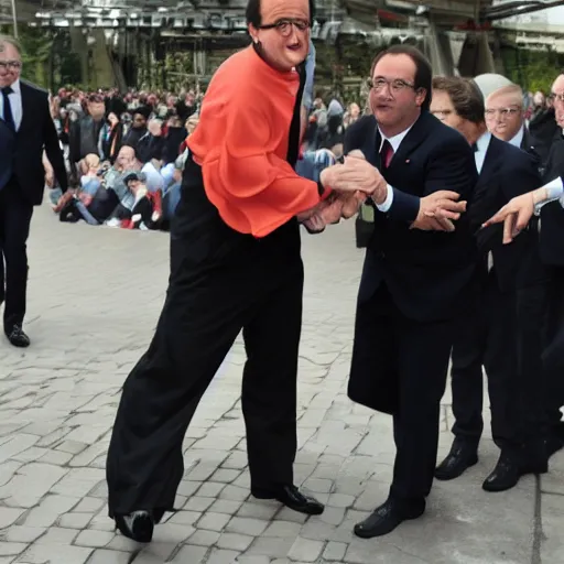 Image similar to François hollande transforming into super saiyan, by easo andrews