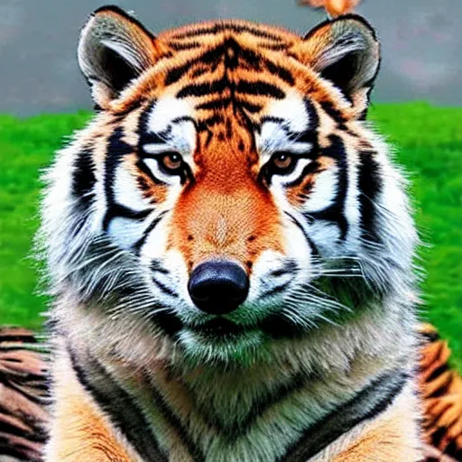 Image similar to half wolf, half tiger