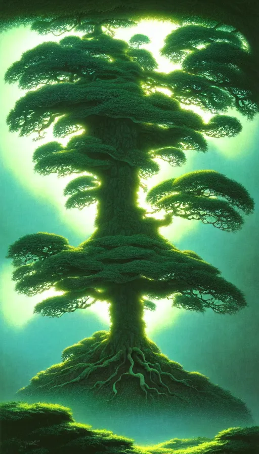 Image similar to a geant oak tree in a forest of ori, studio ghibli, painted by tim white, michael whelan, j. c. 8 k