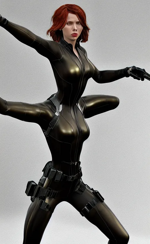 Image similar to black widow, bronze statue and silver, unreal engine, high detailed, holographic