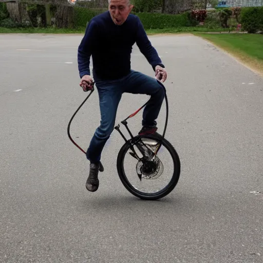 Image similar to a man on a unicycle going extremely fast