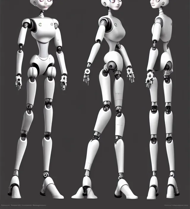 Prompt: the female robot protagonist, animation character design by don bluth, action - adventure, sharp detail, artstation trending, conceptart. com