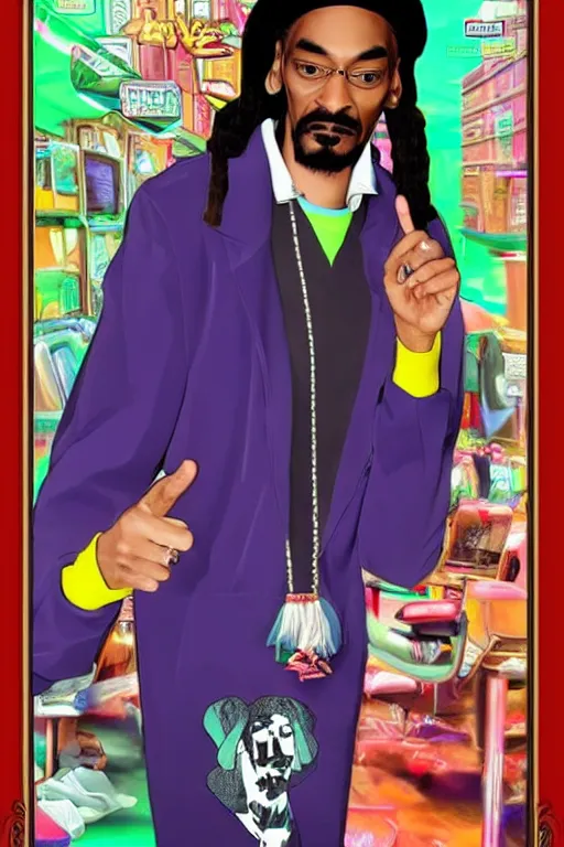 Prompt: Portrait of Snoop Dogg Johnson as hololive vtuber anime