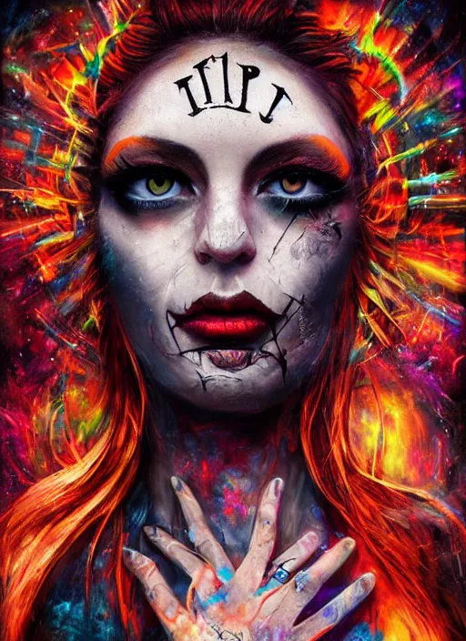tripping magic cult psychic woman, painted face, third | Stable ...