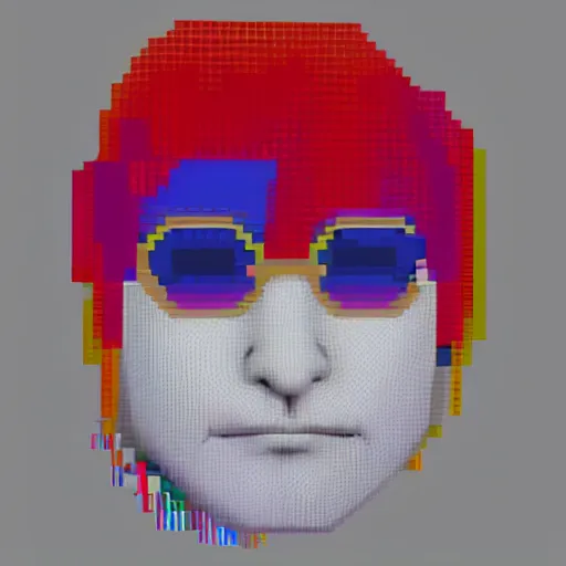 Image similar to elton john lennon, minimalist, 3 d render, pixelartb