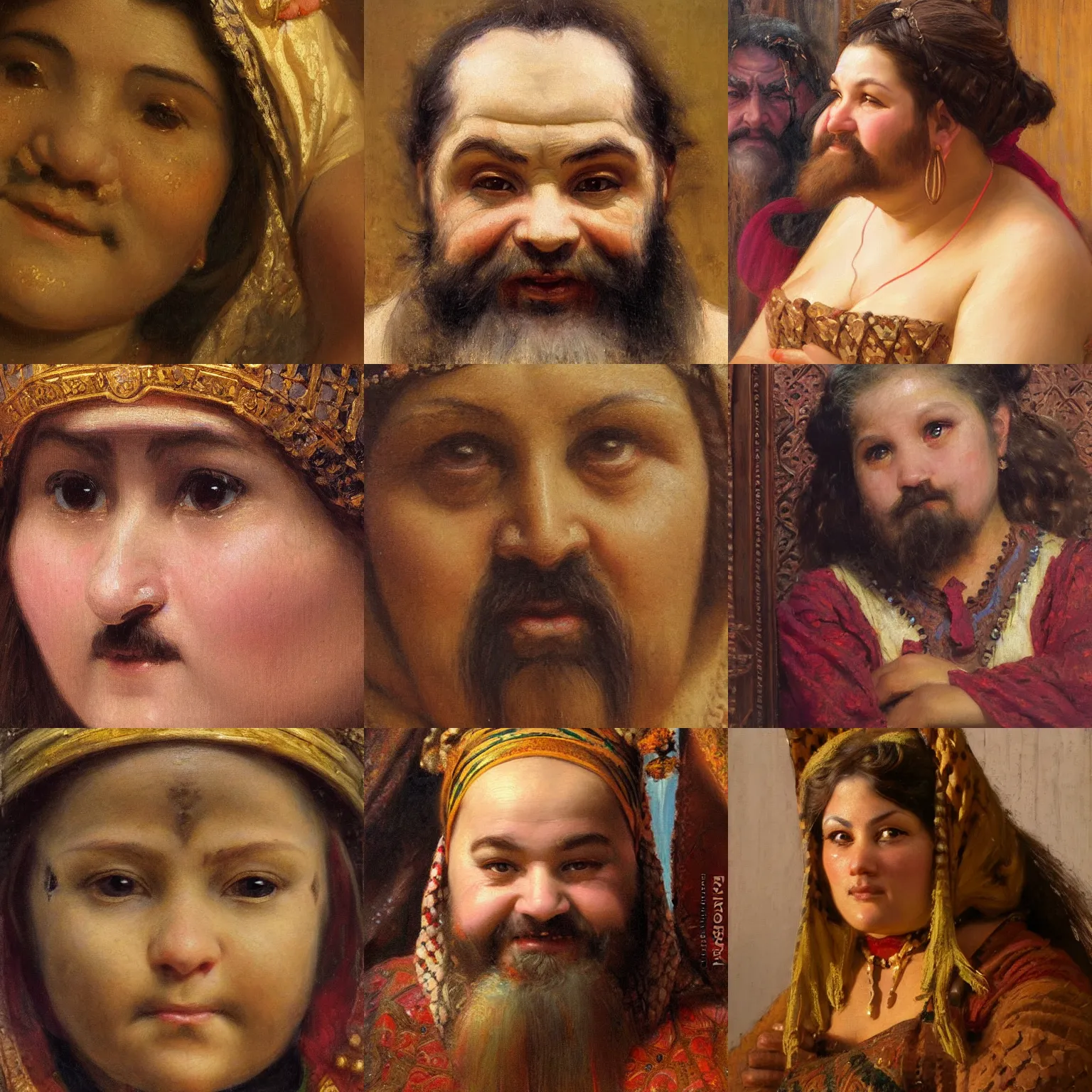 Prompt: orientalism painting of a cute dwarven woman rogue face detail by edwin longsden long and theodore ralli and nasreddine dinet and adam styka, masterful intricate art. oil on canvas, excellent lighting, high detail 8 k