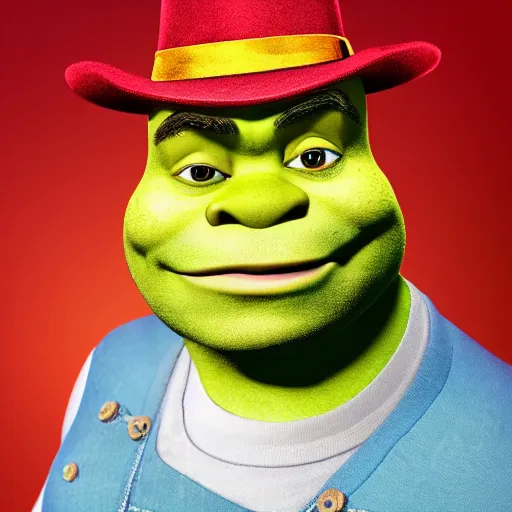 Image similar to shrek if he had a millennial beard and a fedora, headshot photography