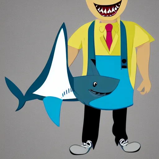 Image similar to Cartoon Shark in a janitors outfit