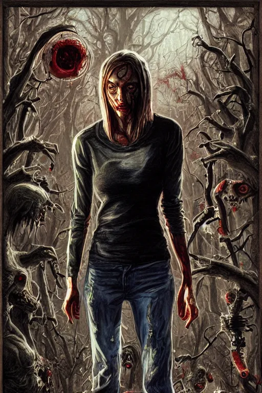 Image similar to movie poster of Daria Strokous staring in a 1980 horror movie, zombie themed, by artgerm and greg rutkowski