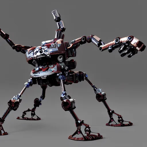 Image similar to hexapod beast, robotic, convex, kitbashing, robot, unreal engine, 4 k