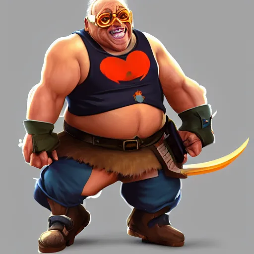 Prompt: danny devito overwatch hero concept character, trending on artstation