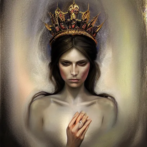 Prompt: the divine queen, artstation hall of fame gallery, editors choice, #1 digital painting of all time, most beautiful image ever created, emotionally evocative, greatest art ever made, lifetime achievement magnum opus masterpiece, the most amazing breathtaking image with the deepest message ever painted, a thing of beauty beyond imagination or words