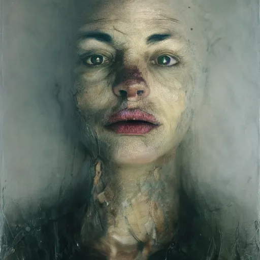 Prompt: portrait, stranger psycho by eugene von bruenchenhein, peter lindbergh, sam spratt, michael page, alyssa monks, julie heffernan, glenn brown, naoto hattori, brian froud, nicola samori, paolo roversi, kilart, 8 k, hyper detailed, hyper realism, acrylic paint, surrealism, smooth, sharp focus