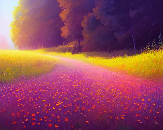 Prompt: wildflowers, sylvain sarrailh, alena aenami