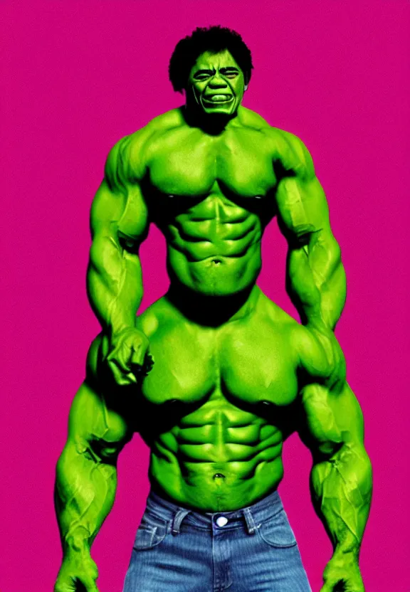 Prompt: Obama Hulk by Beeple with Andy Warhol influence