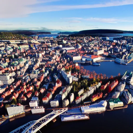 Prompt: aerial footage of oslo norway google maps trending on artstation