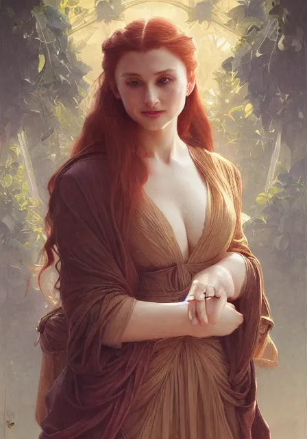 Image similar to sansa gessica chastain, intricate, elegant, highly detailed, digital painting, artstation, concept art, smooth, sharp focus, illustration, art by artgerm and greg rutkowski and alphonse mucha and william - adolphe bouguereau