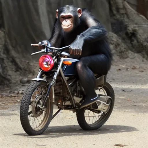 Image similar to running away from a possessed chimpanzee on a motorcycle