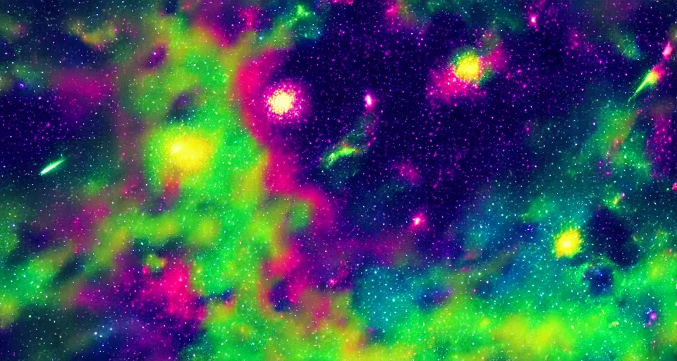 Image similar to galactic landscape surrounded with spiriling sparkling light - lime - green crystals and galaxies, fez color pallet, trending on artstation