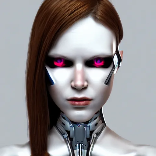 Prompt: cyborg girl, mechanical body, realistic, high details, white theme,trending on artstation