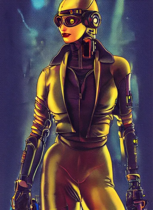 Image similar to cyberpunk traffic cop in reflective gear. dystopian. portrait by mœbius and will eisner and gil elvgren and pixar. realistic proportions. cyberpunk 2 0 7 7, apex, blade runner 2 0 4 9 concept art. cel shading. attractive face. thick lines.