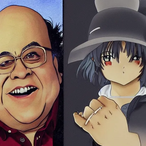 Prompt: Anime art of Danny DeVito