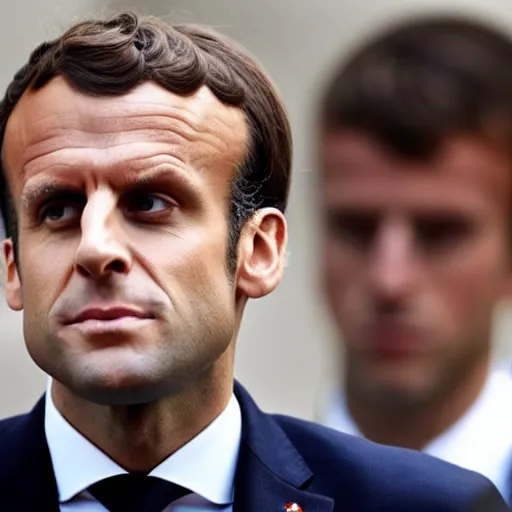 Image similar to Emmanuel Macron as a mega chad