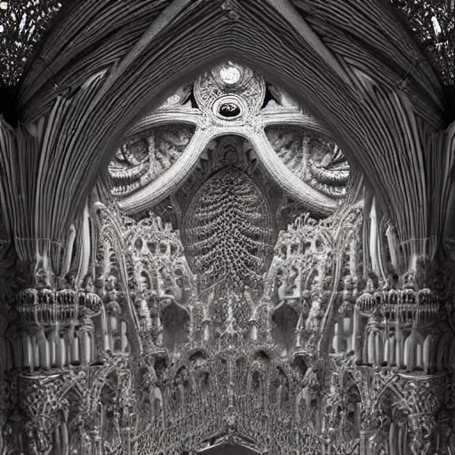 Image similar to beautiful hyperrealistic 3 d render of a delicate ivory sculpture of an ornate detailed cathedral populated by mandelbrot fractals by android jones, micro detail, unreal engine, dramatic lighting, psychedelic, octane renderer, catholicpunk, glowing, white color scheme, photorealistic, physically based rendering, angelic, hyper detailed, colorful, carved soap, trending on cgsociety