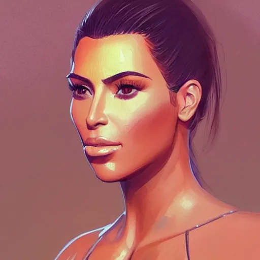 Image similar to “ portrait of kim kardashian by greg rutkowski, young, attractive, highly detailed portrait, scifi, digital painting, artstation, concept art, smooth, sharp foccus ilustration, artstation hq ”