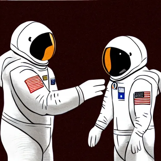 Image similar to astronaut cat shaking hands with the president