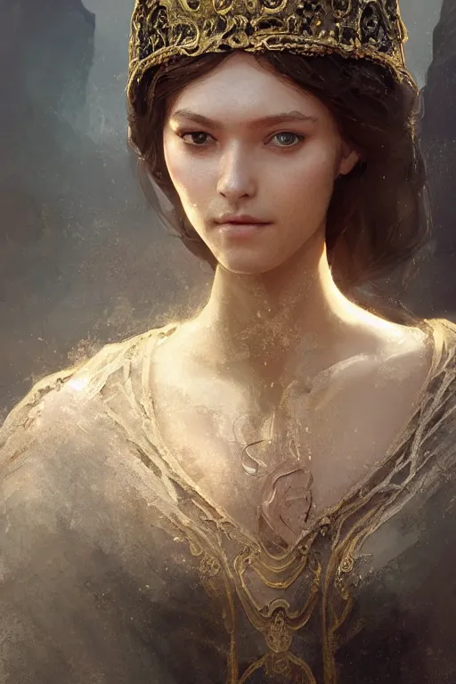 Image similar to medieval princess, gorgeous, close-up portrait, intricate, elegant, volumetric lighting, scenery, digital painting, highly detailed, artstation, sharp focus, illustration, concept art, ruan jia, steve mccurry