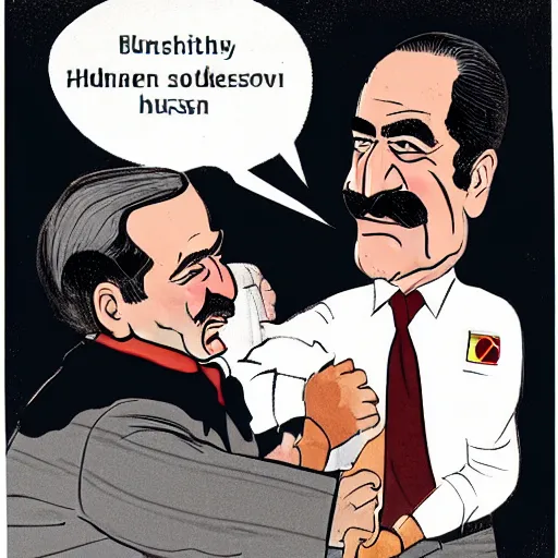 Image similar to Illustration of George H.W. Bush punching Saddam Hussein