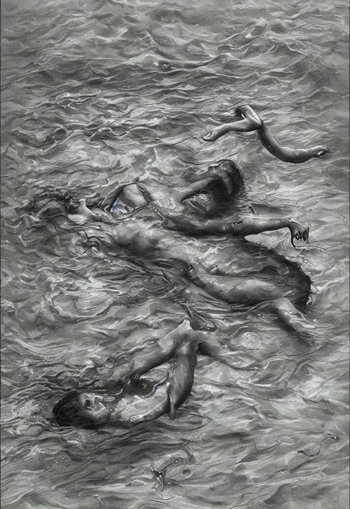 Image similar to highly detailed surrealist art about drowning slowly