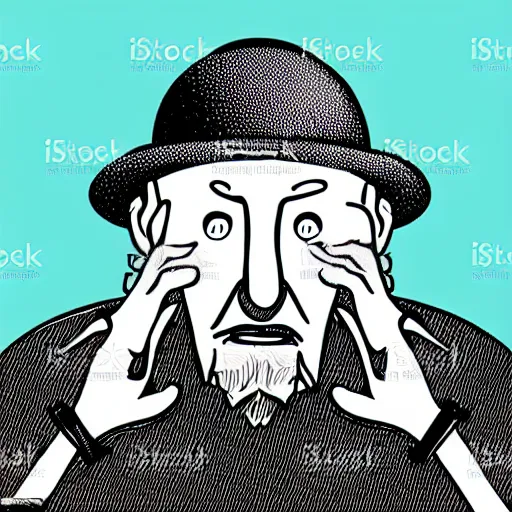 Image similar to a vector art illustration of an old man who is confused about the cost of living crisis