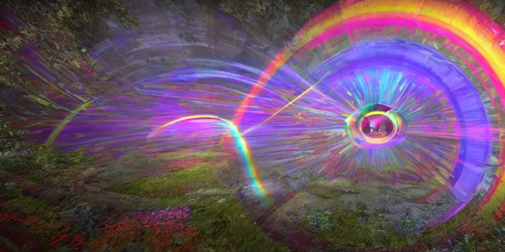 Image similar to a rainbow time vortex, unreal engine 5, intricate, highly detailed