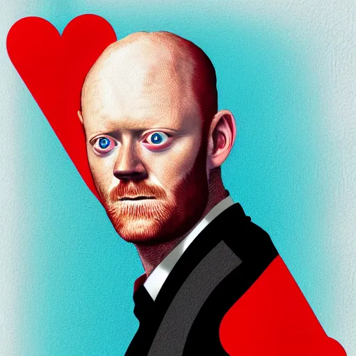 Prompt: max branning as the king of hearts playing card, full card, digital painting