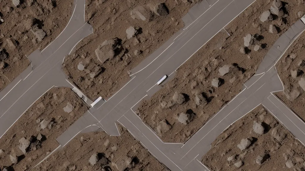 Image similar to high quality photograph of a street in a suburban neighborhood on mars