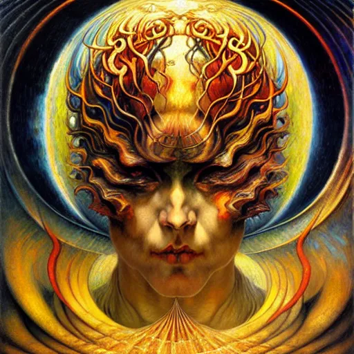 Image similar to Divine Chaos Engine by Karol Bak, Jean Delville, William Blake, and Vincent Van Gogh