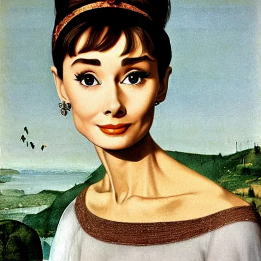 Image similar to audrey hepburn art by giovanni bellini