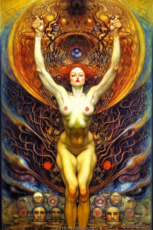 Image similar to Divine Chaos Engine by Karol Bak, Jean Delville, William Blake, Gustav Klimt, and Vincent Van Gogh, symbolist, visionary